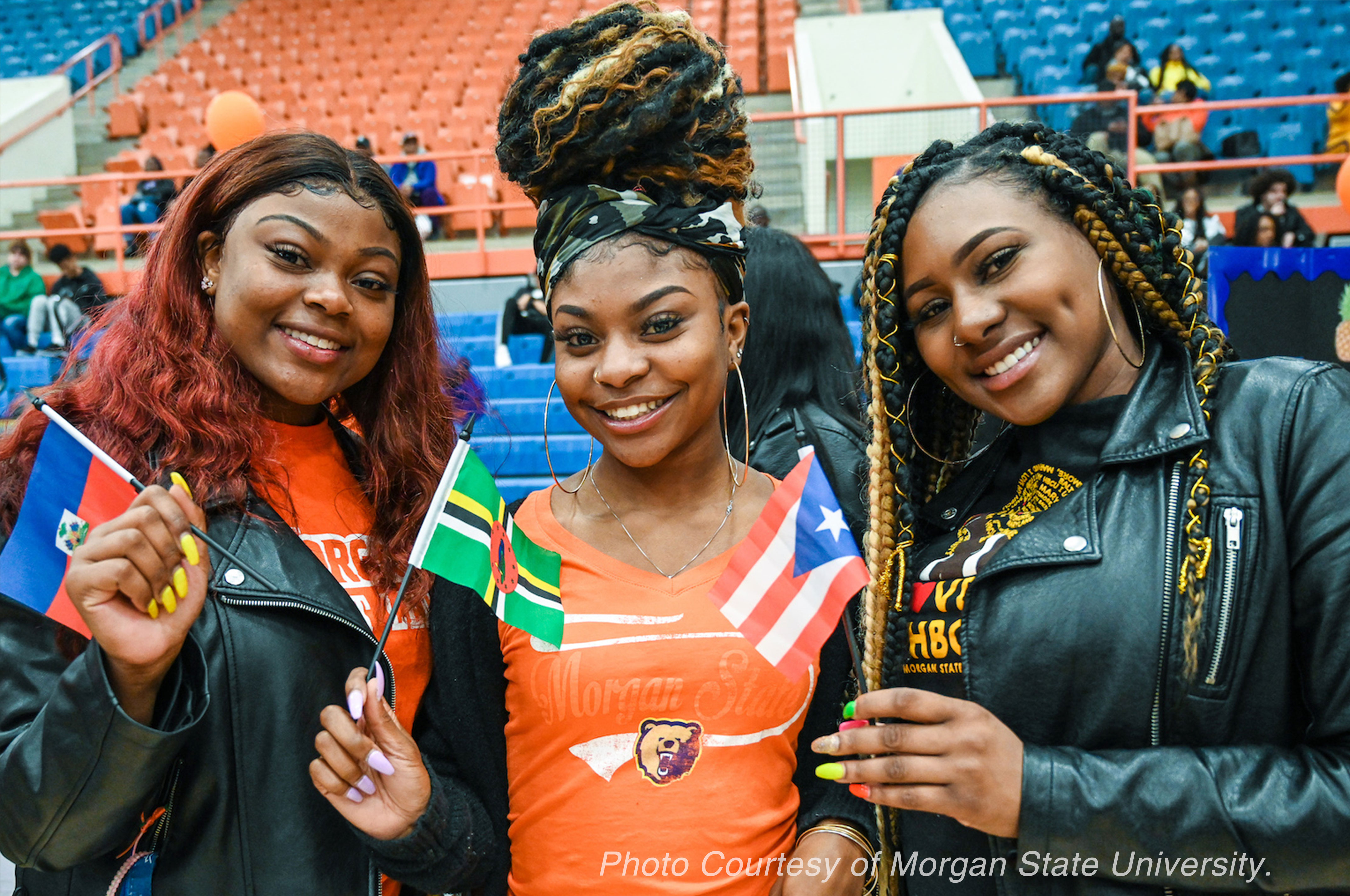 A group of students attend a sporting event at Morgan State University.