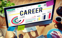 Computer screen with word career