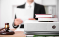 Legal items with blurred person in background