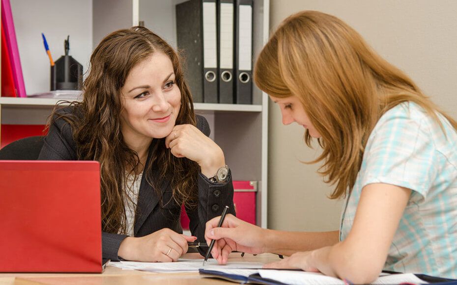 counselor working with a student