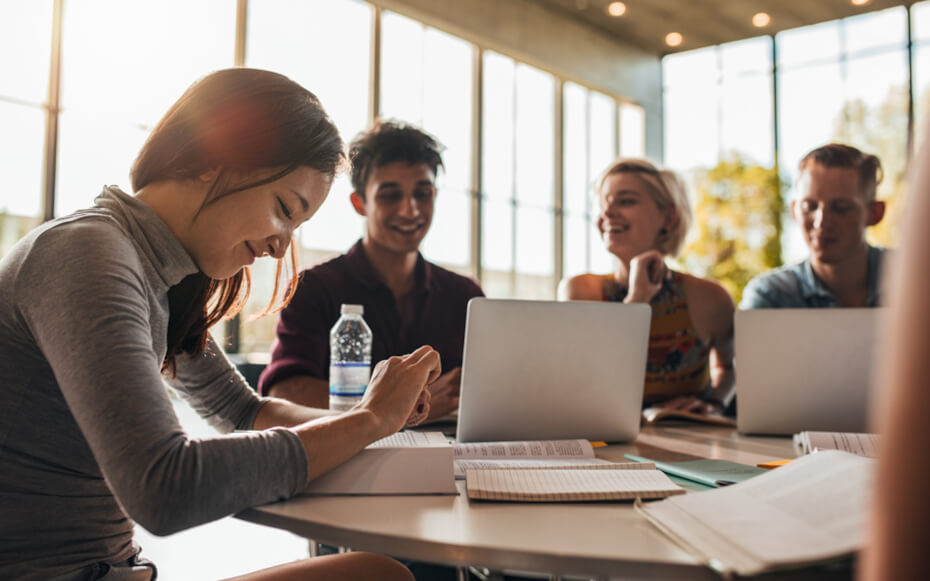 group of students working at a table