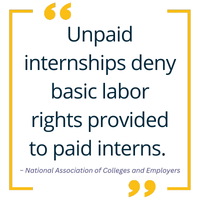 Unpaid internships deny basic labor rights provided to paid interns.