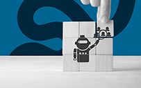 A set of blocks with a robot design.