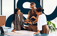 Professionals work on a project.