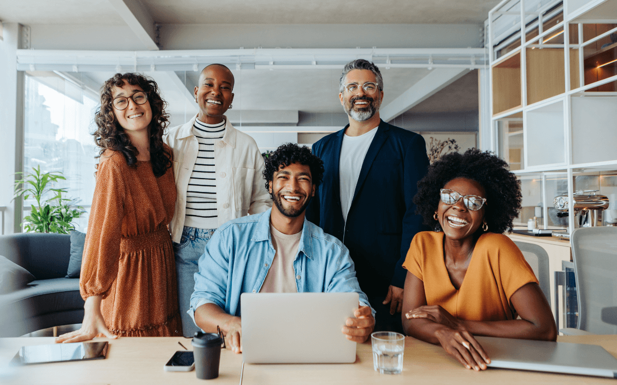 A group of young professionals in the workplace.