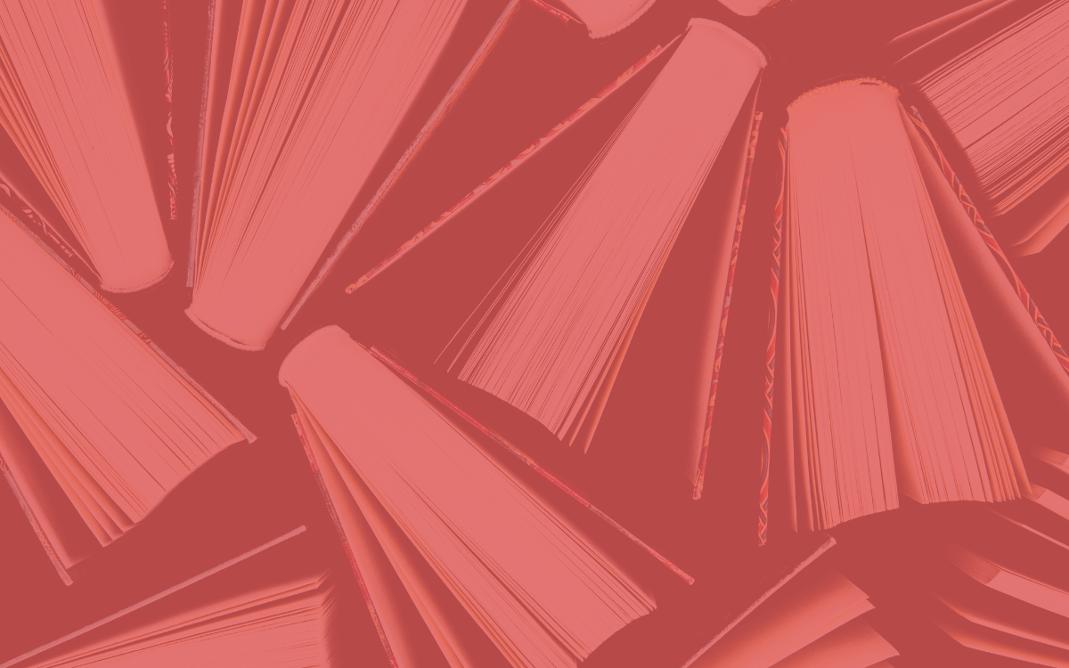 Close up of a bunch of books.