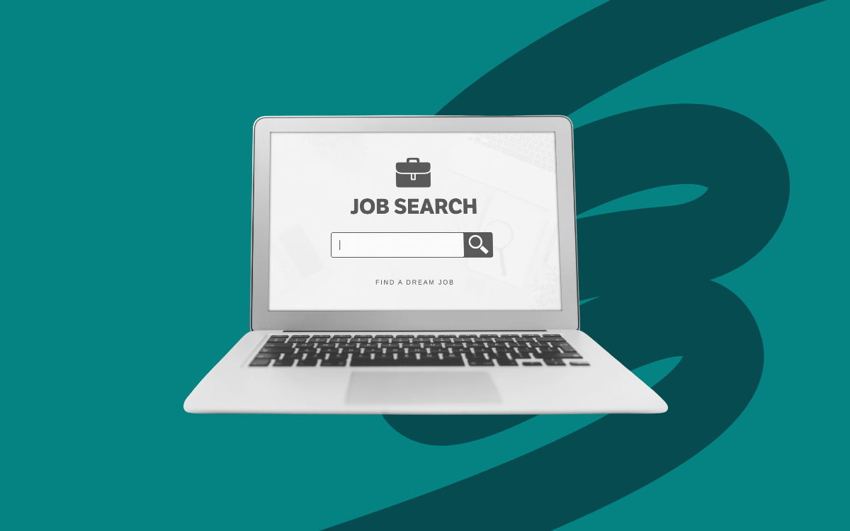 A laptop showing a job search website.