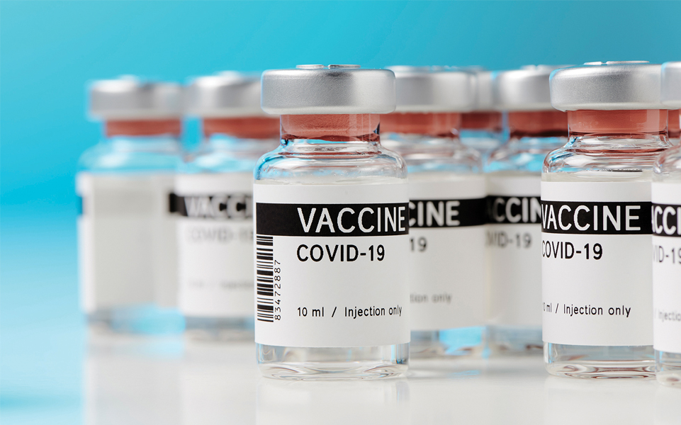 A group of vaccine vials.